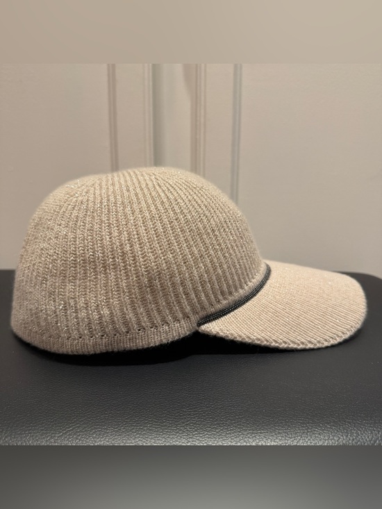 Brand New BRUNELLO CUCINELLI Sparkling Cashmere Baseball Cap Beige * Sz L